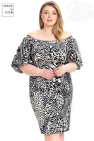 Plus Size  Animal Print Crepe Stretch Bodycon Dress