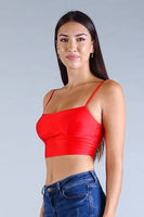 Sexy Spaghetti Strap Darted Under Bust Crop Top