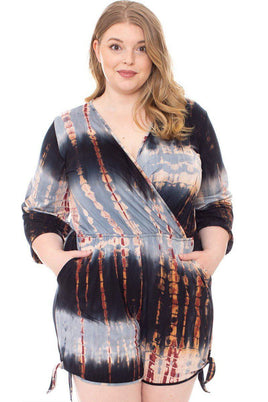 Tie Dye Wrap Plussize Romper