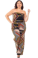 Abstract Print Tupbe Top Plus Size Jumpsuit