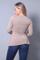 Sleek & Chic Fall Long Sleeve Slitted Top