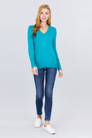 V-neck Sweater W/rivet Button