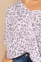 Leopard And Letter Printed Knit Top