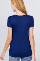 Short Sleeve Scoop Neck Top With Pocket