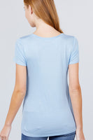 Short Sleeve Scoop Neck Top With Pocket