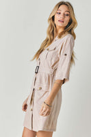 Drop Shoulder With Saist Tie Belted Dress