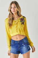 Floral Embroidered Cropped Sweatshirt