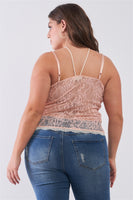 Plus Size Sleeveless Sheer Lace Halter Neck Detail Bustier Top