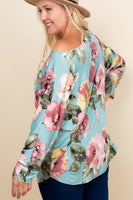 Plus Size Floral Printed Venezia One Shoulder Fashion Top