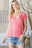 Short Sleeve V Neck Top