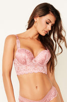 Floral Lace Trim Longline Lace Bra W/underwire