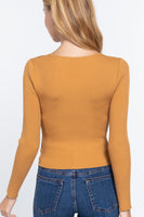 Rib Sweater Top W/front Zipper