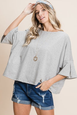 Solid Cotton Casual Top