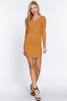 Long Slv V-neck Sweater Mini Dress