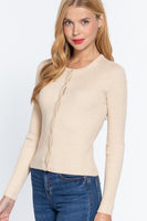 Long Slv Crew Neck Basic Cardigan