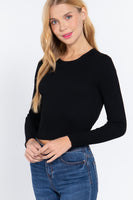 Long Slv Open Back Sweater Top