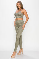 Embossed Snake Print Top And Leggings Set