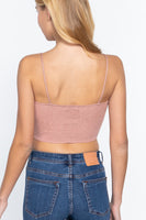 Front Ruched Detail Sweater Knit Crop Cami Top