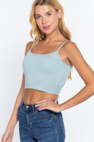 Round Neck W/removable Bra Cup Cotton Spandex Bra Top