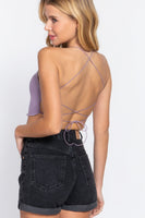 Lace Up Open Cross Back Crop Cami