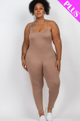 Plus Size Solid Bodycon Cami Jumpsuit