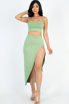 Crop Cami & Split Thigh Maxi Skirt Set