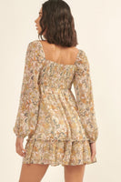 A Floral Print, Woven Mini Dress