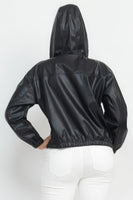 Faux Leather Hoodie Jacket