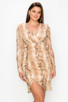 Shirring Animal Print Dress