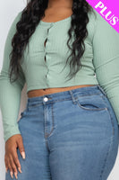 Plus Size Button Up Cropped Top