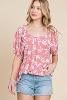 Floral T/r Span Babydoll Top