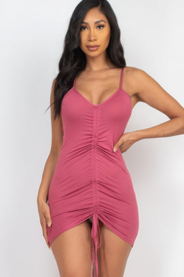 Adjustable Ruched Front Detail Mini Dress