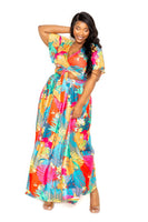 Tropical floral maxi skirt & top set