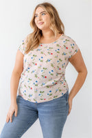 Plus Flower Print Ruched Top