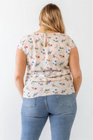 Plus Flower Print Ruched Top