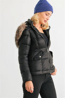 Long Sleeve Faux Fur Hood Padded Water Resistant Finish Jacket