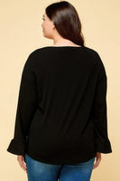 Plus Size Solid Long Sleeve Top