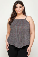 Metallic Stripe Handkerchief Plus Size Top