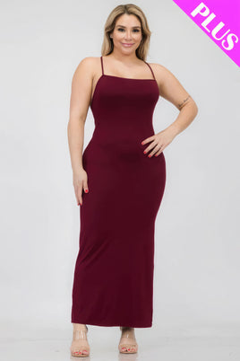 Plus Size Maroon Delight Dress with Spaghetti Straps