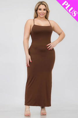 Elegant Plus Size Crisscross Back Maxi Dress