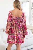 Floral Square Neckline Mini Dress