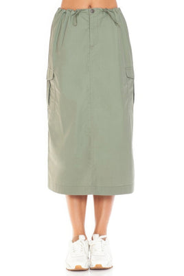 Cargo Skirt With Drawstring Midi Skirt