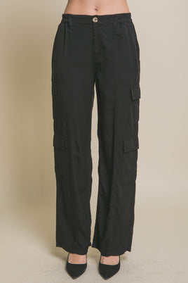 Full-length Tencel Pants With Cargo Pockets