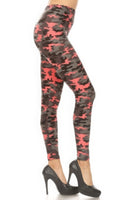 Camouflage Printed High Waisted Leggings With Elastic Waistband