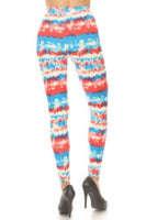 Tie Dye Printed High Waisted Leggings With Elastic Waistband