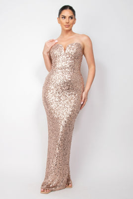 Sequin V-bar Crisscross Tube Dress