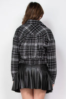 Plaid Button-down Crop Jacket