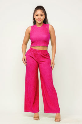 Crop Top And Wide Pants Set