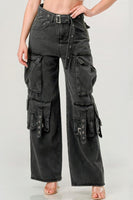 Belted Denim Cargo Jean