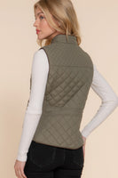 Suede Piping Quilted Padding Vest